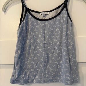 Blue Floral Camisole with Black Trim